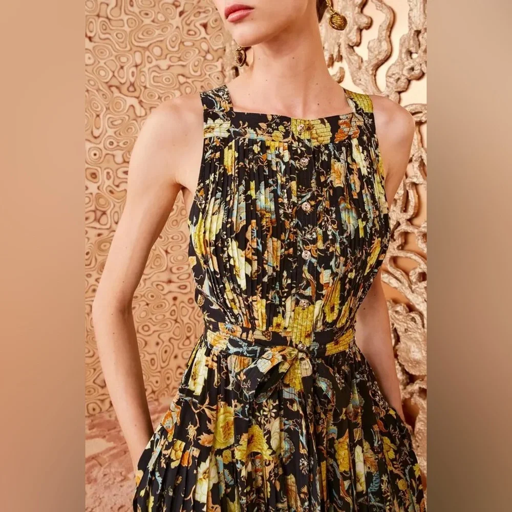 NWT $750 Ulla Johnson Annabeth Pleated Button Front Silk Dress